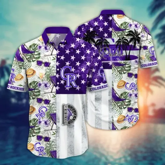 Discover Colorado Rockies Stars & Stripes Beach Hawaiian Shirt