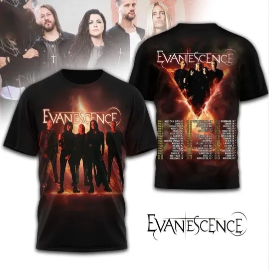New! Evanescence World Tour 2026 3D T-Shirt