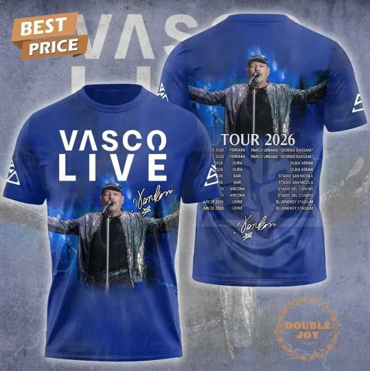 Discover Vasco Rossi Tour 2026 Special Edition Blue AOP T Shirt