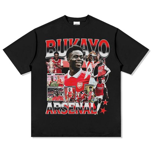 Discover Bukayo Saka 100%cotton men's football Tshirt Arsenal jersey Commemorative shirt Summer Unisex oversized Short Sleeve shirt