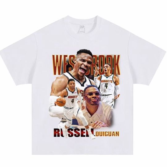 Discover Russell Westbrook Basketball T Shirt For Men Women Pure Cotton Short Sleeve Nuggets Style Energetic Guard Trendy Casual Top