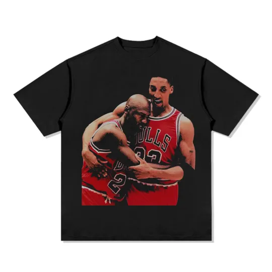 Michael Jordan & Scottie Pippen Graphic T-Shirt Oversized Cotton Tee Legendary Dynamic Duo Men Women Premium Streetwear