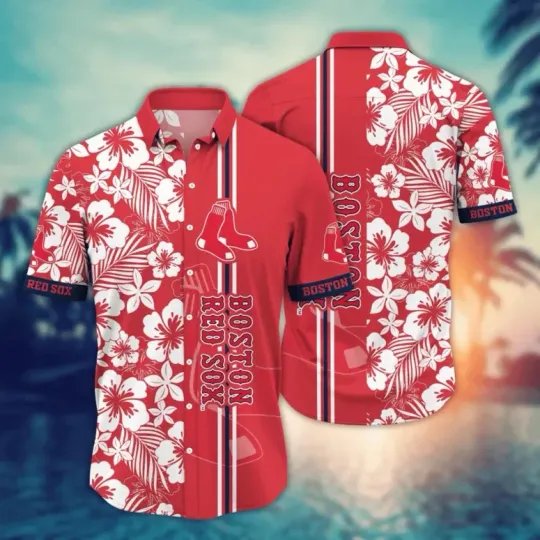 Discover Boston Red Sox Ocean Breeze Hibiscus Hawaiian Shirt