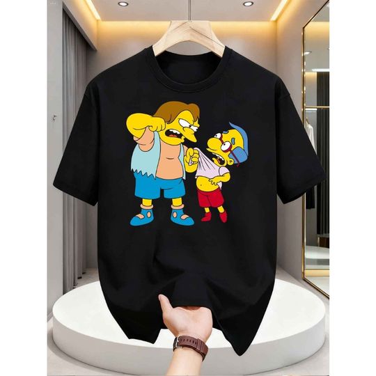 Discover 2025 The Simpsons Men's Street T-shirt Sweatshirt with The best gift Homer Print Pattern New Trendy 100% cotton printed T-shirt