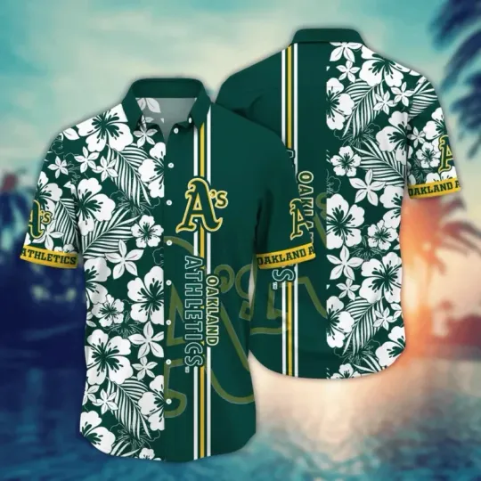 Oakland Athletics Ocean Breeze Hibiscus Hawaiian Shirt