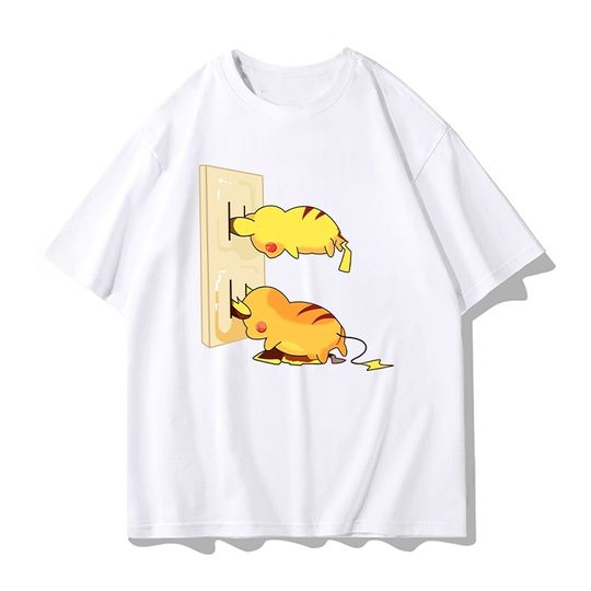 Discover 2025 Y2k Summer PKM Anime Pika Graphic T-Shirts Men Women Clothing Vintage Gym Short Sleeve Tee Casual Streetwear Tops