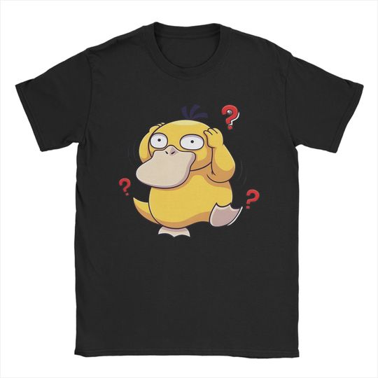 Discover Men Psyduck Manga T Shirts Pokemoned Pure Cotton Clothes Vintage Short Sleeve Crew Neck Tee Shirt