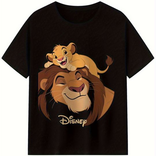 Discover Summer Men's Simba The Lion King T-Shirt Daily Leisure and Theme Activities Wear Unisex Cotton Short Sleeves Loose Casual