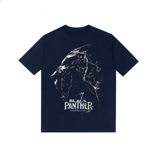 Discover Marvel Black Panther Movie Short Sleeve T-Shirt Cotton Loose Casual Half Sleeve Trendy Short Sleeve Casual Half Sleeve Sports