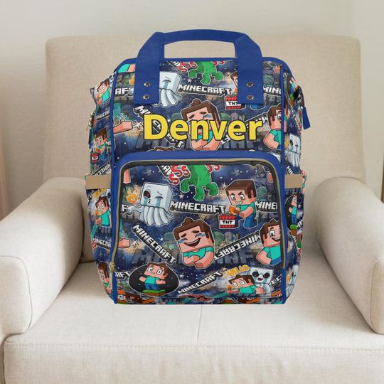 Discover Minecraft,Minecraft backpack,Boy diaper bag,custom diaper bag,Boy backpack,Gamer backpack,New mom gift,Custom baby gift