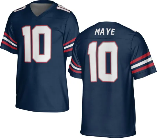 Discover UNSIGNED CUSTOM Sewn Stitched Drake Maye Navy Jersey - Size S to 5XL