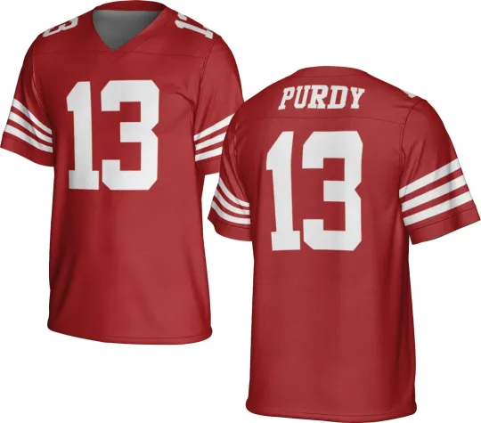 Discover UNSIGNED CUSTOM Sewn Stitched Brock Purdy Red Jersey - Size S to 5XL