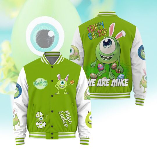 Discover Mike Easter Baseball Jacket, Monsters Bunny Jacket, WDW Cartoon Jacket, Cute Cartoon Easter Gift, Jacket for Kids Adults