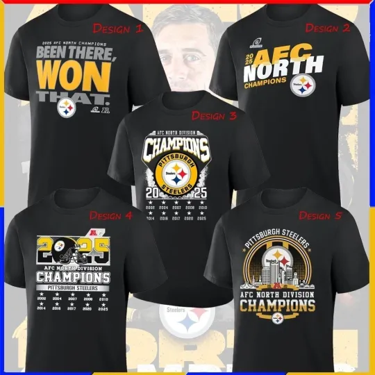 Discover Pittsburgh Football 2025 A.F.C. North Division Champions 5Des TShirt - Multicolors