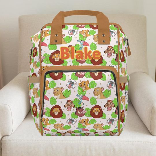 Discover Lion King,Lion king Backpack,Safari themed backpack,Unisex diaper bag,Custom diaper bag,boy diaper bag,girl diaper bag,Jungle baby shower