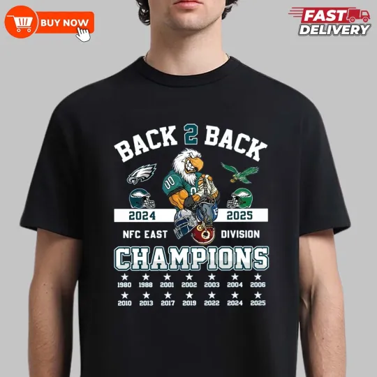 Discover Philadelphia 2025 N.F.C East Champion Back To Back TShirt - Full Size