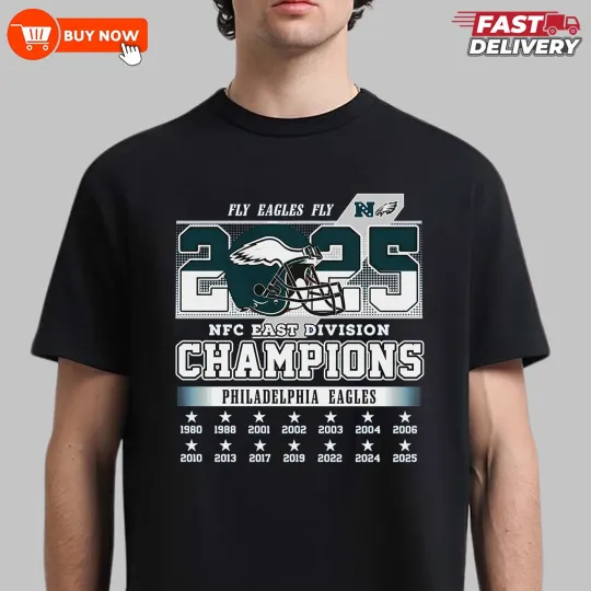 Discover Philadelphia Back To Back 2025 NFC East Champion TShirt - Full Size