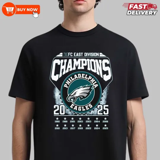 Discover Philadelphia N.F.C East Champion 2025 Back To Back TShirt - Full Size