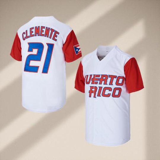 Discover Roberto Clemente 21 Puerto Rico White Baseball Jersey, Gift for Thanksgiving, Christmas, New Year