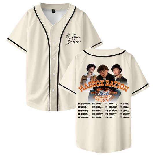 Maddox Batson Live Worldwide Tour 2026 Baseball Jersey V-Neck Short Sleeve Button-Down Shirts Women Men Streetwear Tops