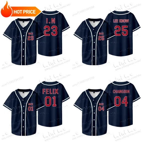 Discover SEUNGMIN LEE KNOW Baseball Jersey Short-sleeved Baseball Uniform Kids Adults Oversized Top KPOP FELIX BANGCHAN CHANGBIN HYUNJIN