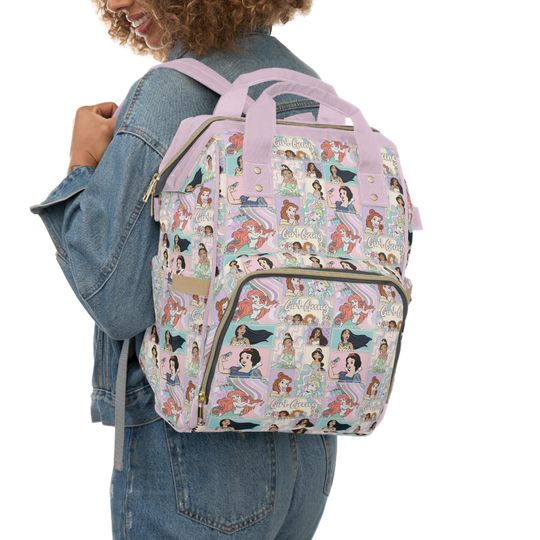 Discover Disney Princess Multifunctional Diaper Bag  Fairytale Baby Backpack  Royal Princess Nursery Bag