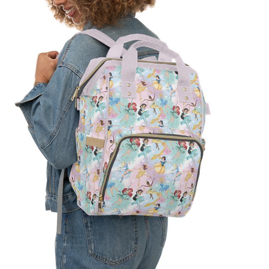 Disney Princess Multifunctional Diaper Bag  Fairytale Baby Backpack  Royal Princess Nursery Bag