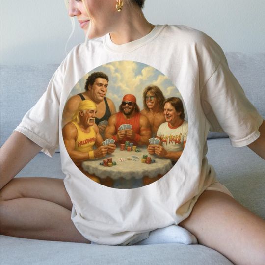 Discover Retro Wrestling Entertainment Wrestlers T-Shirt: Hulk Hogan & Legends Poker Night Tribute