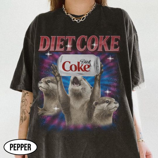 Discover Three Otters Diet Coke Bootleg Shirt, Vintage Diet Coke Lover Shirt, Three Meme Otters Graphic Shirt, Retro Funny Diet Coke Bootleg Tee