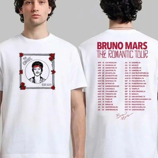 Discover Romantic Retro Concert Graphic Tee With 2026 Music Tour White T-Shirt