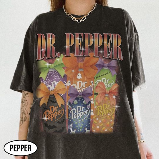 Discover Dr Pepper Halloween Bootleg Shirt, Coquette Halloween Dr Pepper Shirt, Dr Pepper Lover Halloween Shirt, Coquette Dr Pepper Spooky Tee