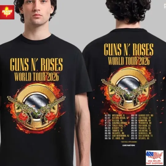 Discover New Arrival Guns N' Roses World Tour 2026 North American Schedule Dates T-Shirt