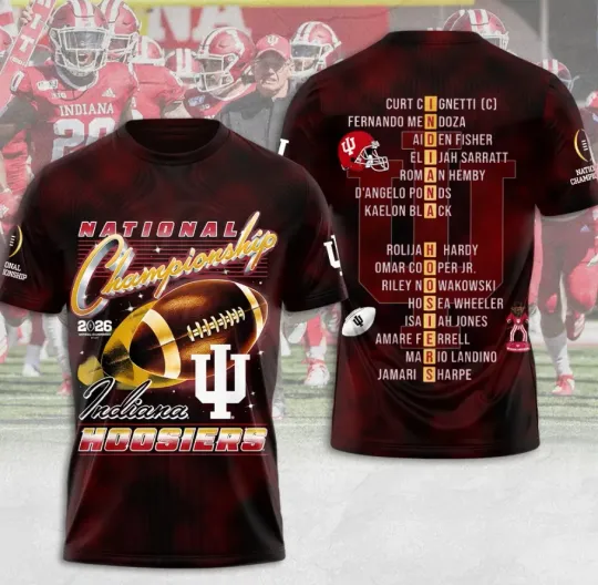 Discover Indiana1 Hoossier Football National Championship 3D T-Shirt Fullsize Xs-5Xl