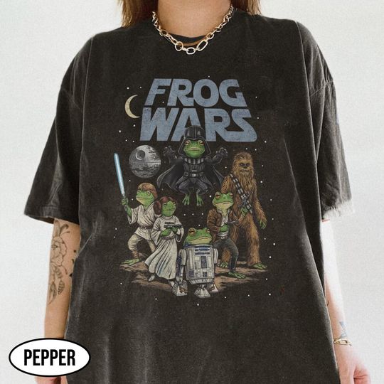 Discover Funny Frog Wars Shirt, Disney Star Wars Parody Frogs Shirt, Star Wars & Frogs Tee, Vintage Star Wars Inspired Shirt, Funny Frogs Meme Shirt