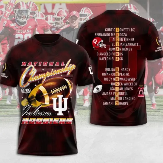 Indiana Hosiers Football 2026 Peach Bowl Champions 3D Shirt