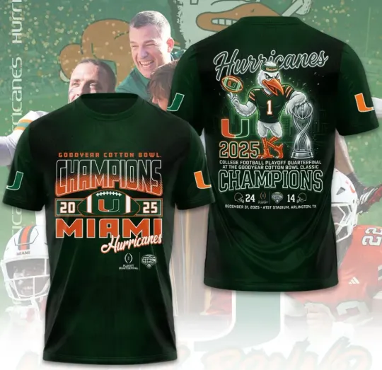 Discover Miamii Hurrica-Ne Football 3D T-Shirt Fullsize XS-5XL Unisex T-Shirt