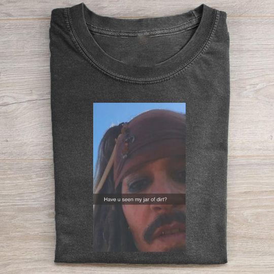 Discover Jar of Dirt Meme Shirt, Funny Jack Sparrow T-shirt, Pirates of the Caribbean, Washed Black Vintage Tee, Movie Quote Pop Culture Gift