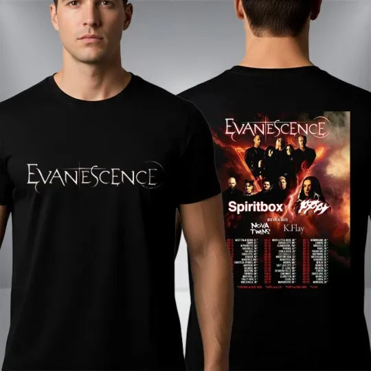 Evanescence Band 3 Epic Tours 2026 Tour Dates Unisex Two Sided T-Shirt