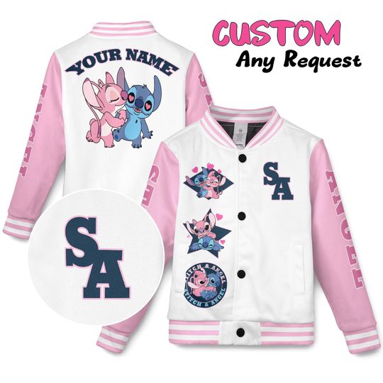 Discover Custom Disney Lilo & Stitch Baseball Jacket, Stitch Angel Jumba Pleakley Group Kids Youth Adult Baseball Team Varsity, Stitch Group Jackets