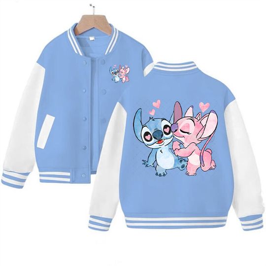 Discover Fun Stitch 2026 Spring Autumn New Boys Girls Jacket Cartoon Anime Character Stitch Print Baseball Uniform Children Outerwear