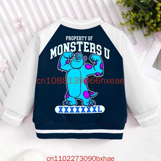 Discover Monsters Universe Mike and Jame Kids and Youth Baseball Jacket 3D Printed Disney Fashion Street Men's Baseball Jacket