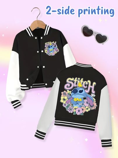 Discover Disney fashion trend baseball jacket, suitable for daily sports and casual wear, printed with cute Stitch pattern, nice gift.