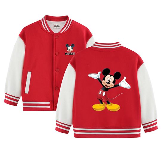 Discover Disney Mickey Mouse Kids Spring and Autumn Jacket Cartoon Print for boys and girls 1-12 years old baseball uniform casual coat