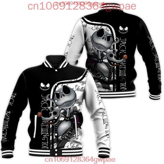 The Nightmare Before Christmas Jack Skellington Baseball Jacket Men's Women's Casual Fashion Jacket Spring Autumn Sports Jacket