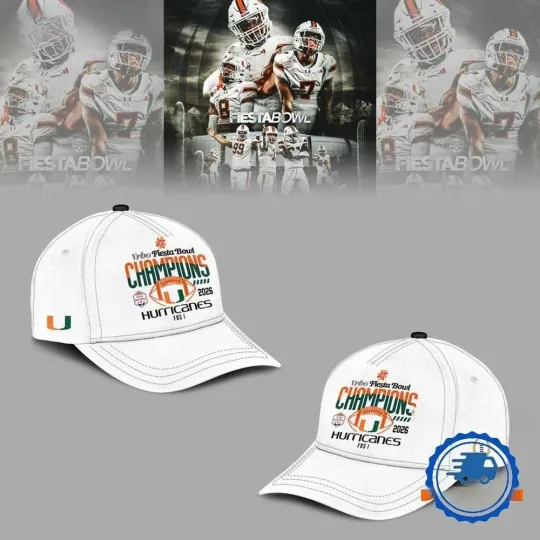 Hurricanes College Football Playoff 2026 Fiesta Bowl Champions White Cap