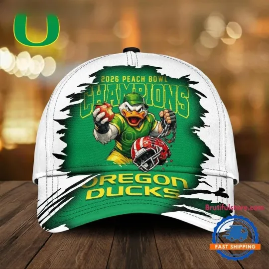 Ducks NCAA 2026 Peach Bowl Champions Design Classic Cap
