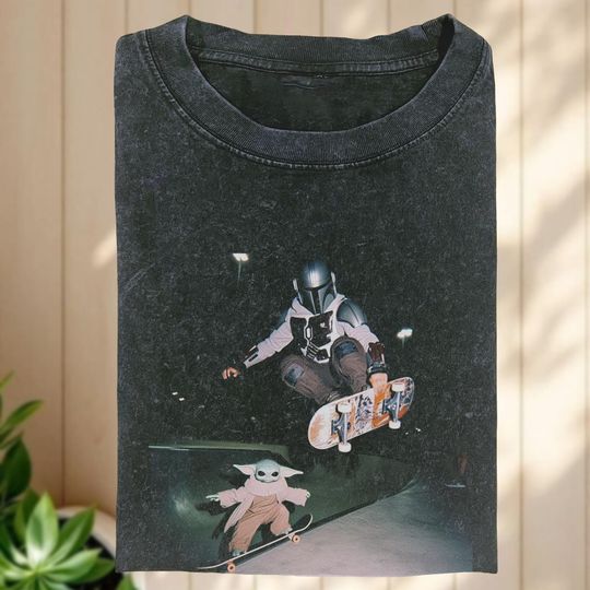 Discover Star Wars Skateboarding Comfort Colors Shirt, Star Wars Yoda Shirt, Star Wars Unisex T-Shirt, Retro Sci-Fi Tee, Star Wars Fan Gift