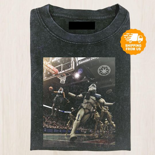 Discover Star Wars Basketball Shirt, Funny Droid Slam Dunk Tee, Comfort Colors Parody Tshirt, Sci-Fi Sports Fan Shirt, Gift For Him