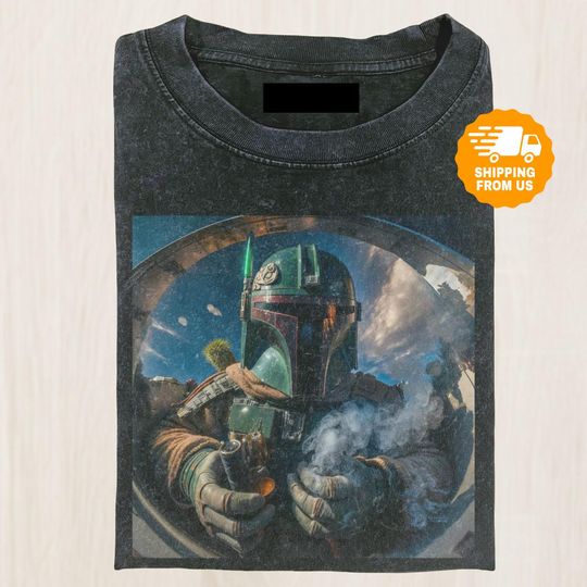 Discover Boba Fett Smoking Comfort Colors Shirt, Funny Star Wars Vape Tee, Stoner Graphic Tshirt, Chill Sci-Fi Tee Shirt, Gift For Him