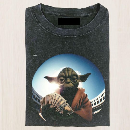 Discover Funny Money Yoda Comfort Colors Shirt, Star Wars Parody Tee Shirt, Cash Gangsta Jedi Shirt, Streetwear Meme Shirt, Gift For Fan